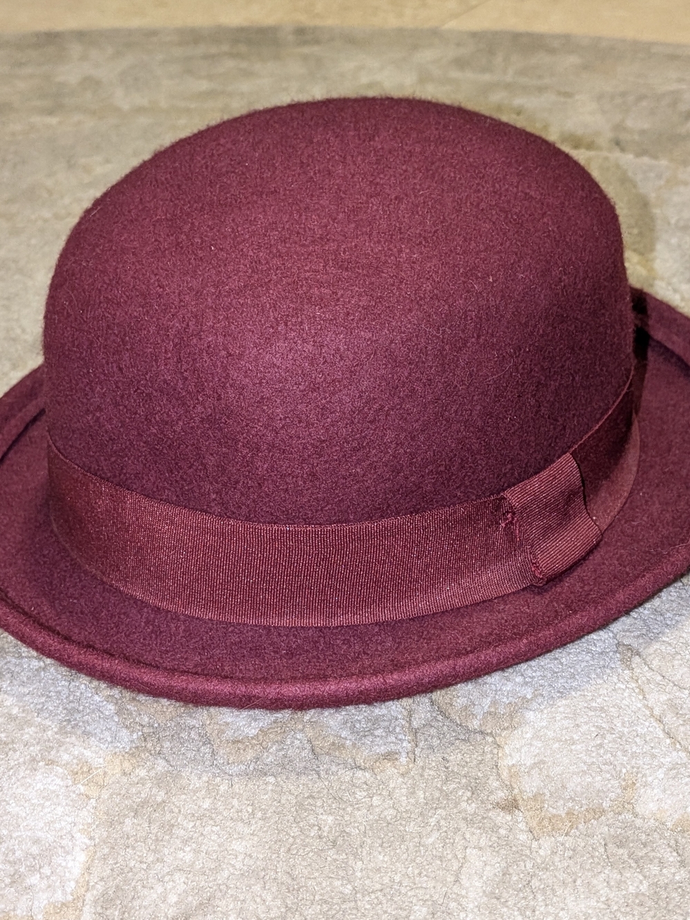 H&M Divided Burgundy 100% Wool Bowler Hat Size M/56
